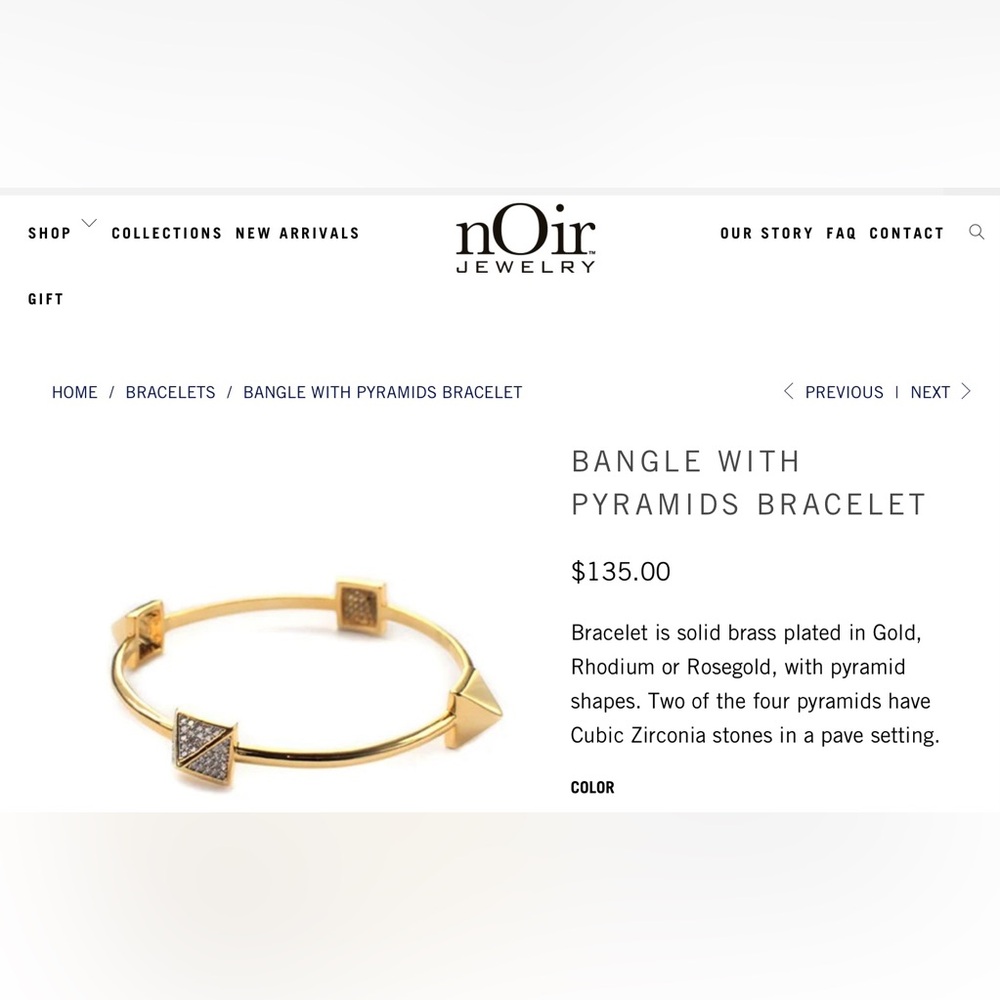 NWT NOIR BANGLE WITH PYRAMIDS BRACELET - Picture 2 of 3